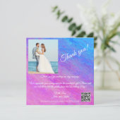 結婚のお礼 - スターダスト シー - 写真とQRコード 招待状 (スタンド正面)