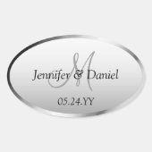 結婚のお祝い芸術的カスタムモノグラム名 楕円形シール (正面)