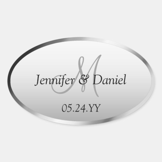 結婚のお祝い芸術的カスタムモノグラム名 楕円形シール (正面)