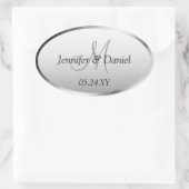 結婚のお祝い芸術的カスタムモノグラム名 楕円形シール (バッグ)