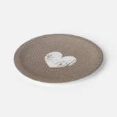 結婚のためのバーラップの国のシックなハートの紙皿 ペーパープレート (アングル)