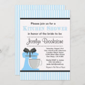 結婚のための青い台所ブライダルシャワーの招待 招待状 (正面/裏面)