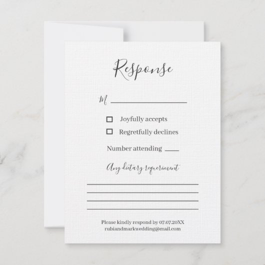 結婚のための黒の野生の花のハート 出欠カード (裏面)