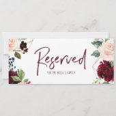 結婚のぶら下がった予約サイン – Burgundy & Navy 招待状 (裏面)