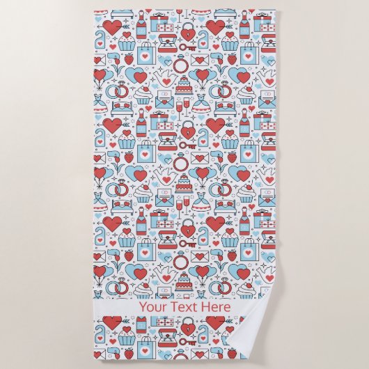 結婚のアイコンカスタム文字ビーチタオル ビーチタオル (正面)