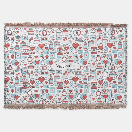 結婚のアイコン名前をカスタムするの毛布 スローブランケット (正面)