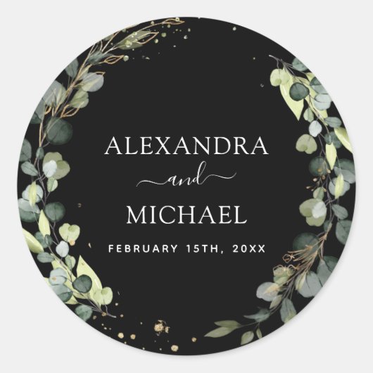 結婚のアザラシのユーカリ黒緑色多肉質 ラウンドシール (正面)