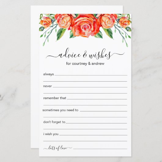 結婚のアドバイスとウィズコーラルフローラ (正面/裏面)