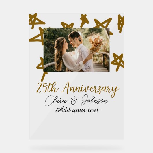 結婚のアニバーサリーの名前の年の画像金ゴールド星 アクリルサイン (正面)