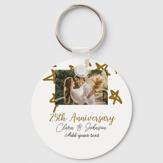 結婚のアニバーサリーの名前の年の画像金ゴールド星 キーホルダー (正面)