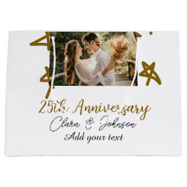 結婚のアニバーサリーの名前の年の画像金ゴールド星 ラージペーパーバッグ