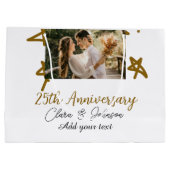 結婚のアニバーサリーの名前の年の画像金ゴールド星 ラージペーパーバッグ (裏面)