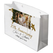 結婚のアニバーサリーの名前の年の画像金ゴールド星 ラージペーパーバッグ (裏面アングル)