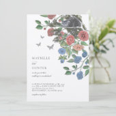 結婚のアリス、ワンダーランドチェシャーキャット&花模様 招待状 (スタンド正面)
