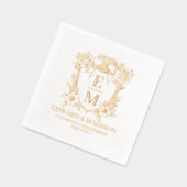 結婚のイニシャルとヴィンテージフローラクレスト 箔ナプキン (左)