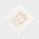 結婚のイニシャルとヴィンテージフローラクレスト 箔ナプキン (右)