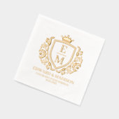結婚のイニシャルヴィンテージの紋章 箔ナプキン (左)