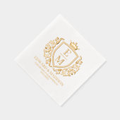 結婚のイニシャルヴィンテージの紋章 箔ナプキン (右)