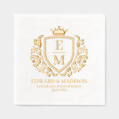 結婚のイニシャルヴィンテージの紋章 箔ナプキン (正面)