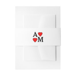 結婚のイニシャル赤いハートベリーバンド 招待状ベリーバンド