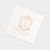 結婚のイニシャル&ヴィンテージ結婚式フローラの紋章 箔ナプキン (左)