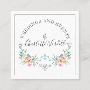 結婚のイベントプランナーフローラスクリプトのロゴ スクエア名刺
