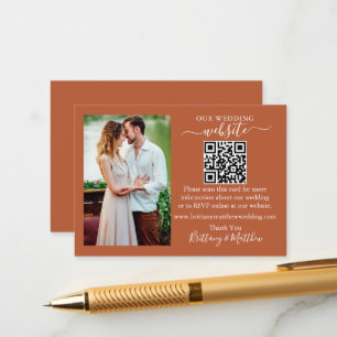 結婚のウェブサイトミニマルQR写真テラコッタ エンクロージャーカード