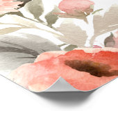 結婚のウェルカムウォーター色赤面バラフローラ標識 ポスター (角)