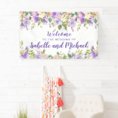 結婚のウェルカムパープルとアイボリーフローラの水色 横断幕 (インサイチュ)