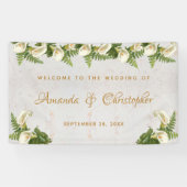 結婚のウェルカムフローラホワイトカラリリーズマーブル 横断幕 (横)