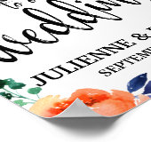 結婚のウェルカムフローラ水の色8x10サイン ポスター (角)