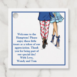 結婚のウェルカムメッセージホテルラベルズカップルネイビー フェイバータグ