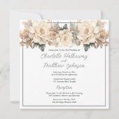 結婚のエレガントはっきりしたフローラ 招待状 (正面)