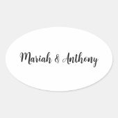 結婚のエレガントクリエイティブクラシカル白黒 楕円形シール (正面)