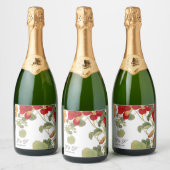 結婚のエレガントフローラオレンカスタムジ スパークリングワインラベル (ボトル)