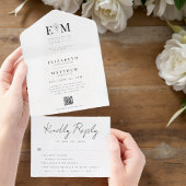 結婚のエレガントモダンシンプルシックな紅葉QRコード オールインワン招待状