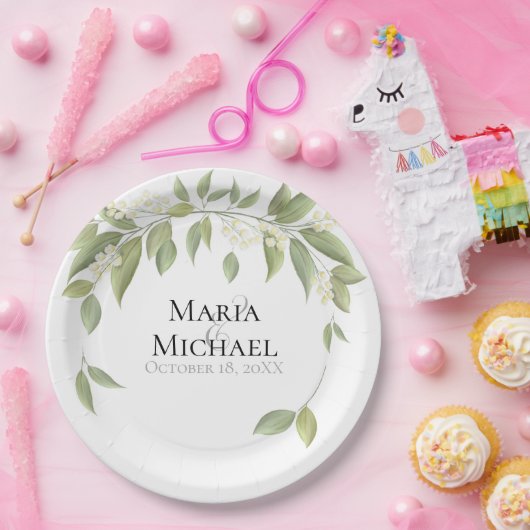 結婚のエレガントユ素朴ーカリ植物学 ペーパープレート (パーティー)