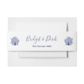 結婚のエレガント孔雀の青と白カスタマイズ 招待状ベリーバンド (正面例)
