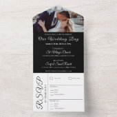 結婚のエレガント抱擁 – 白い蘭 – 写真 オールインワン招待状 (内側)