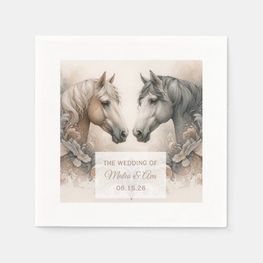 結婚のエレガント馬 スタンダードカクテルナプキン (正面)
