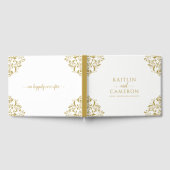 結婚のエレガント高級ヴィンテージビクトリアン金ゴールド ゲストブック (全面)