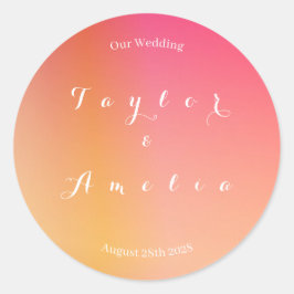 結婚のオモダンレンジピーチグラデーション ラウンドシール