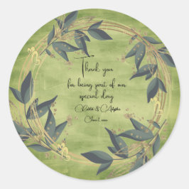 結婚のオリーブリースシパーソナライズされたステッカー ラウンドシール