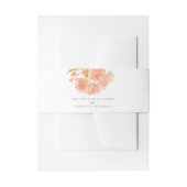 結婚のオレンジ色の桃の花の水の色カスタム 招待状ベリーバンド (正面例)