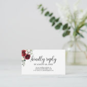 結婚のオンラインRSVPシックBurgundyフローラ エンクロージャーカード (スタンド正面)
