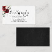 結婚のオンラインRSVPシックBurgundyフローラ エンクロージャーカード (正面/裏面)