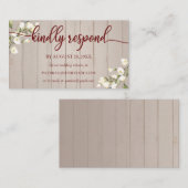 結婚のオンラインRSVPホワイトフローラ素朴ウッドエンクロ エンクロージャーカード (正面/裏面)
