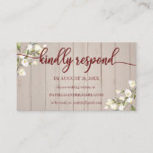 結婚のオンラインRSVPホワイトフローラ素朴ウッドエンクロ エンクロージャーカード (正面)