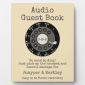 結婚のオーディオゲストブックブラックロータリーアイボリークリーム フォトプラーク (正面)