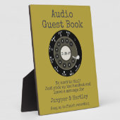 結婚のオーディオゲストブックブラックロータリーダイヤルアボカド フォトプラーク (側面)